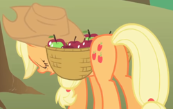 Size: 880x551 | Tagged: safe, derpibooru import, edit, edited screencap, screencap, applejack, earth pony, pony, applebuck season, g4, applebutt, butt, cropped, eyes closed, female, mare, open mouth, plot, sleeping, solo