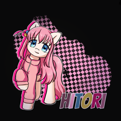 Size: 2000x2000 | Tagged: safe, artist:brella, derpibooru import, pony, anime, bocchi the rock!, hitori gotoh, ponified, solo, species swap