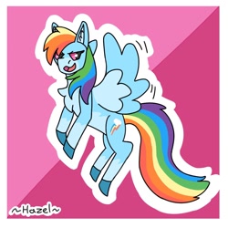 Size: 1280x1280 | Tagged: safe, artist:hazelwrites, derpibooru import, rainbow dash, pegasus, pony, g4, female, solo