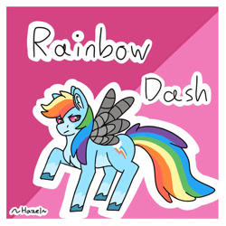 Size: 750x750 | Tagged: safe, artist:hazelwrites, derpibooru import, rainbow dash, pegasus, pony, solo