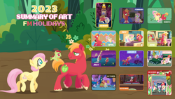 Size: 3840x2160 | Tagged: safe, anonymous artist, derpibooru import, angel bunny, apple bloom, big macintosh, bright mac, fluttershy, rainbow dash, rarity, toe-tapper, torch song, twilight sparkle, twilight sparkle (alicorn), winona, oc, oc:late riser, alicorn, dog, earth pony, pegasus, pony, rabbit, sloth, unicorn, series:fm holidays, series:hearth's warming advent calendar 2023, g4, 4k, 4th of july, abstract background, advent calendar, alternate hairstyle, animal, animal costume, annoyed, art summary, baby, baby pony, bags under eyes, bald tail, bed, bedroom, bedroom eyes, big mac (burger), bipedal, biting, blushing, boots, bowtie, burger, burger costume, burned, burned butt, candy, cap, caroling, carousel boutique, caught, chest fluff, chocolate, chocolate bunny, christmas, christmas lights, christmas wreath, cloak, clothes, colt, colt big macintosh, confetti, confused, costume, covered eyes, covering ears, crowd, crying, cute, cutie mark clothing, doctor frankenstein, doorway, dorothy gale, drool, duo, ears, easter, eating, eyes closed, facial hair, family, father and child, father and son, father's day, faux pas, feather fingers, female, filly, fireworks, five o'clock shadow, floppy ears, fluttermac, fluttershy's bedroom, fluttershy's cottage, fluttertree, flying, foal, food, food costume, forest, frog (hoof), frown, fuse, glowing, glowing horn, grin, gritted teeth, halloween, halloween costume, hamburger, happy easter, happy new year, happy new year 2023, hat, head turn, headband, heart, hearts and hooves day, high res, holding a pony, holding each other, holiday, holly, hoof around neck, hoof hold, hoof on chest, hoof on shoulder, horn, hospital, hospital bed, hospital gown, imminent sex, imminent vore, jacket, jumpsuit, kiss on the lips, kissing, lab coat, labor day, levitation, lineless, liquid pride, lollipop, looking at each other, looking at someone, looking at you, looking back, looking back at you, lying down, macabetes, magic, male, manehattan, mare, messy mane, moments before disaster, mother's day, moustache, mouth hold, namesake, nature, neck biting, new year, newborn, night, nightgown, nightmare night costume, no pupils, nose wrinkle, oat burger, oats, oblivious, offscreen character, offspring, on back, on bed, one eye closed, open clothes, open mouth, open smile, outstretched hoof, panic, parent and child, parent:big macintosh, parent:fluttershy, parents:fluttermac, photo, photo album, pilgrim hat, pinch, pointy ponies, ponytones, ponytones outfit, pov, puffy cheeks, pulling, pumpkin bucket, pun, question mark, rarity is a marshmallow, rearing, rocket, roleplaying, running, saint patrick's day, santa hat, scarf, sealab 2021, shamrock, shipping, shoes, short mane, shrunken pupils, shyabetes, singing, sitting, sleeping, sleepy, smiling, smoke, sniffing, snout, snow, snowfall, spread wings, stallion, straight, summary, swaddled, sweat, sweatdrop, sweater, tears of joy, teeth, telekinesis, text, thanksgiving, that pony sure does love burgers, the wizard of oz, tongue, tongue out, tree, tree costume, tree stump, turkey costume, turtleneck, twilight burgkle, underhoof, undressing, valentine's day, visual pun, wall of tags, wavy mouth, wing hands, wings, wreath, younger