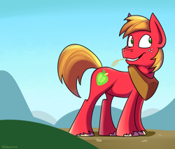 Size: 2329x1971 | Tagged: safe, artist:tehshockwave, derpibooru import, big macintosh, earth pony, pony, g4, male, smiling, solo, stallion, straw in mouth