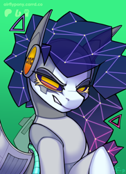 Size: 946x1300 | Tagged: safe, artist:airfly-pony, derpibooru import, oc, oc only, pony, robot, robot pony, 2023, female, gradient background, looking at you, smiling, smiling at you, solo