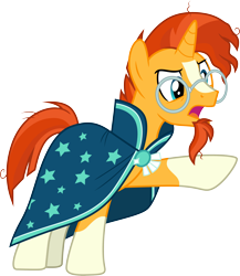 Size: 3000x3464 | Tagged: safe, artist:cloudy glow, derpibooru import, sunburst, pony, unicorn, g4, the parent map, .ai available, angry, cloak, clothes, frown, glasses, high res, male, open mouth, pointing, simple background, solo, stallion, sunburst's cloak, transparent background, vector