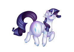 Size: 2283x1614 | Tagged: safe, artist:octaytheartist, derpibooru import, rarity, pony, unicorn, g4, beanbrows, blushing, butt, chest fluff, ear fluff, ears, eyebrows, female, large butt, lidded eyes, mare, prancing, simple background, solo, transparent background