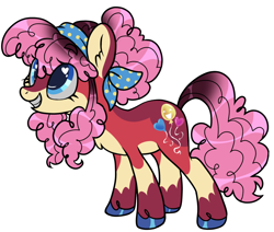 Size: 1614x1368 | Tagged: safe, artist:battiegutz, derpibooru import, part of a set, pinkie pie, earth pony, pony, g4, alternate color palette, alternate design, alternate hairstyle, bandana, blue eyes, chest fluff, coat markings, colored belly, colored hooves, colored pinnae, colored sclera, curly hair, curly mane, curly tail, dorsal stripe, ear fluff, ears, eye clipping through hair, eyelashes, facial markings, female, gradient mane, gradient tail, headband, heart, heart eyes, leaning, leaning forward, looking up, mealy mouth (coat marking), pink mane, pink tail, ponytail, redesign, shiny hoof, shiny mane, shiny tail, simple background, smiling, socks (coat marking), solo, standing, tail, tied hair, two toned mane, two toned tail, unshorn fetlocks, white background, wingding eyes