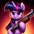 Size: 1024x1024 | Tagged: safe, ai content, derpibooru import, generator:dall-e 3, machine learning generated, twilight sparkle, pony, unicorn, angry, aura, female, gun, horn, looking at you, mare, menacing, shotgun, this will end in death, weapon