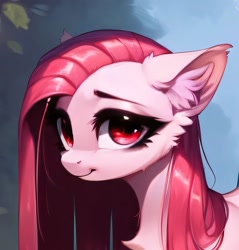 Size: 1349x1409 | Tagged: safe, ai content, derpibooru import, generator:pony diffusion v6 xl, generator:stable diffusion, machine learning generated, pinkie pie, pony, bust, female, mare, pinkamena diane pie, portrait, prompter:sundear, red eyes, solo