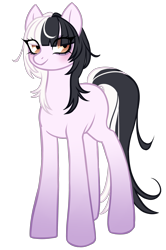 Size: 2659x4000 | Tagged: safe, artist:wtfponytime, derpibooru import, earth pony, pony, bags under eyes, blushing, gradient legs, hololive, hololive advent, ponified, shiori novella, simple background, solo, species swap, tail, transparent background, two toned mane, two toned tail, vtuber