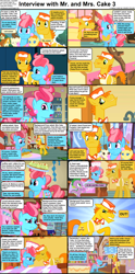 Size: 1282x2590 | Tagged: safe, derpibooru import, edit, edited screencap, screencap, carrot cake, cup cake, pound cake, pumpkin cake, spike, dragon, earth pony, pegasus, pony, unicorn, comic:celestia's servant interview, a bird in the hoof, baby cakes, g4, season 1, season 2, secret of my excess, angry, baby, baby pony, baking, bowtie, brother and sister, cake, cake twins, candy, cap, caption, carrot cake is not amused, clothes, colt, comic, concerned, cs captions, cupcake, ear piercing, earring, father and child, father and daughter, father and son, female, filly, foal, food, fraternal twins, hat, horn, husband and wife, image macro, interview, jewelry, lollipop, looking at you, male, mare, married couple, mother and child, mother and daughter, mother and son, mouth hold, parent and child, piercing, ponyville, screencap comic, siblings, smiling, smiling at you, speech bubble, stallion, sugarcube corner, sweets, text, tray, twins, unamused