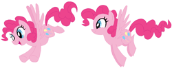 Size: 1086x432 | Tagged: safe, artist:kitty-of-doom524, derpibooru import, pinkie pie, pegasus, pony, g4, female, pegasus pinkie pie, race swap, simple background, solo, white background