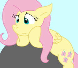 Size: 844x744 | Tagged: safe, artist:cmara, derpibooru import, fluttershy, pegasus, pony, g4, female, mare, rock, solo