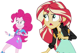 Size: 3653x2520 | Tagged: safe, derpibooru import, edit, edited screencap, editor:homersimpson1983, screencap, pinkie pie, sunset shimmer, human, equestria girls, g4, background removed, female, not a vector