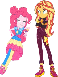 Size: 1892x2520 | Tagged: safe, derpibooru import, edit, edited screencap, editor:homersimpson1983, screencap, pinkie pie, sunset shimmer, human, equestria girls, equestria girls series, g4, sunset's backstage pass!, spoiler:eqg series (season 2), background removed, female, not a vector