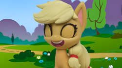 Size: 1920x1080 | Tagged: safe, derpibooru import, edit, edited screencap, screencap, applejack, earth pony, pony, g4, g4.5, my little pony: stop motion short, applejack is best facemaker, cute, jackabetes, laughing