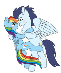 Size: 720x856 | Tagged: safe, artist:dasher666, derpibooru import, rainbow dash, soarin', pegasus, pony, g4, female, male, mare, shipping, soarindash, stallion, straight