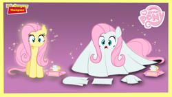 Size: 1366x769 | Tagged: safe, artist:ericgthompson03, derpibooru import, fluttershy, pegasus, pony, g4, female, inanimate tf, magic, objectification, solo, spell, tissue, transformation