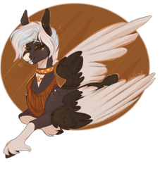 Size: 1280x1408 | Tagged: safe, artist:pixelberrry, derpibooru import, oc, oc:midnight jet, pegasus, pony, coat markings, colored wings, eyes closed, large wings, male, one wing out, slender, socks (coat marking), solo, stallion, thin, two toned wings, unshorn fetlocks, wings