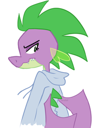 Size: 2000x2480 | Tagged: safe, artist:indivirtual_, derpibooru import, spike, dragon, g4, clothes, high res, hoodie, simple background, solo, spike is not amused, unamused, white background, wings