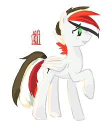 Size: 635x730 | Tagged: artist needed, source needed, safe, derpibooru import, oc, oc only, oc:damiyan, pegasus, green eyes, simple background, solo, white background, white fur