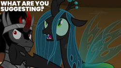 Size: 2000x1125 | Tagged: safe, derpibooru import, edit, edited screencap, editor:quoterific, screencap, king sombra, queen chrysalis, g4, the beginning of the end