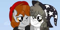 Size: 1100x550 | Tagged: safe, artist:jennieoo, derpibooru import, oc, oc:daphy, oc:milky, pegasus, pony, avatar, commission, happy, icon, matching icons, show accurate, smiling, vector, ych example, ych result, your character here