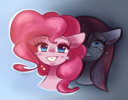Size: 3200x2500 | Tagged: safe, artist:kindny-chan, derpibooru import, pinkie pie, pony, g4, crying, duality, grin, gritted teeth, pinkamena diane pie, smiling, teeth