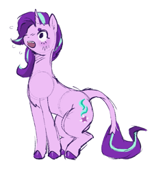 Size: 583x658 | Tagged: safe, artist:vedacia, derpibooru import, starlight glimmer, unicorn, g4, blushing, colored, horn, simple background, sketch, white background