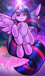 Size: 654x1081 | Tagged: safe, artist:llametsul, derpibooru import, twilight sparkle, twilight sparkle (alicorn), alicorn, pony, g4, atg 2023, colored, glowing, glowing eyes, glowing horn, horn, newbie artist training grounds, red eyes, solo