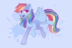 Size: 1772x1181 | Tagged: dead source, safe, artist:floweryoutoday, derpibooru import, rainbow dash, pegasus, pony, g4, cheek fluff, chest fluff, ear fluff, ears, female, leg fluff, looking at you, mare, open mouth, open smile, smiling, smiling at you, solo, wing fluff, wings