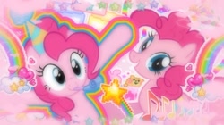 Size: 1200x671 | Tagged: safe, derpibooru import, edit, pinkie pie, earth pony, g4, colorful, female, rainbows