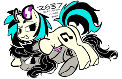 Size: 1665x1074 | Tagged: safe, artist:twentysixthirtyseven, derpibooru exclusive, derpibooru import, dj pon-3, octavia melody, vinyl scratch, earth pony, pony, unicorn, g4, black outlines, butt, duo, female, horn, lesbian, messy mane, octavia is not amused, plot, presenting, presenting butt, scratchtavia, shipping, simple background, tavisub, teasing, tied hands, unamused, underhoof, white background