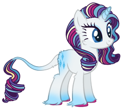 Size: 1256x1112 | Tagged: safe, artist:plixine, derpibooru import, rarity, pony, unicorn, g4, alternate design, female, leonine tail, looking to side, looking to the right, mare, rainbow power, side view, simple background, smiling, solo, transparent background, unshorn fetlocks