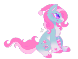 Size: 525x400 | Tagged: safe, artist:movie95, derpibooru import, minty, earth pony, pony, a very minty christmas, g3, cheek fluff, chest fluff, christmas, female, hat, heart, heart mark, holiday, mare, santa hat, signature, simple background, smiling, solo, tail, transparent background, unshorn fetlocks