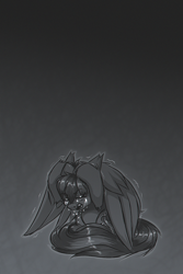 Size: 1000x1500 | Tagged: safe, artist:shad0w-galaxy, derpibooru import, oc, oc only, oc:shadow galaxy, pegasus, pony, crying, depressed, depression, female, gradient background, grayscale, mare, monochrome, open mouth, panic attack, pegasus oc, shaking, solo, vent art