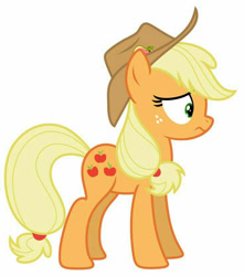 Size: 735x830 | Tagged: safe, artist:afishonlegs, derpibooru import, applejack, earth pony, pony, g4, applejack's hat, clothes, cowboy hat, female, hat, simple background, solo, white background