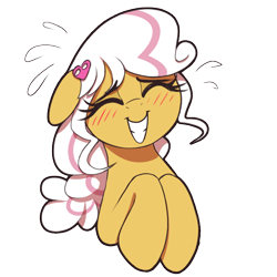 Size: 600x600 | Tagged: safe, artist:thebatfang, derpibooru import, oc, oc only, earth pony, pony, blushing, bust, cute, ears, eyes closed, female, floppy ears, grin, mare, ocbetes, simple background, smiling, solo, sweat, transparent background