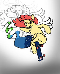 Size: 1700x2100 | Tagged: artist needed, source needed, safe, derpibooru import, oc, oc:power star, pegasus, pony, butt, chubby, plot, rule 85, skateboard, skateboarding, solo, super mario 64