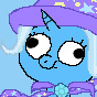 Size: 88x88 | Tagged: safe, artist:xilin, derpibooru import, trixie, pony, g4, 1000 hours in ms paint, blue background, cross-eyed, cyan background, meme, picture for breezies, silly face, simple background, solo
