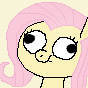 Size: 88x88 | Tagged: safe, artist:xilin, derpibooru import, fluttershy, pony, g4, 1000 hours in ms paint, cross-eyed, meme, needs more jpeg, picture for breezies, silly face, simple background, solo, yellow background