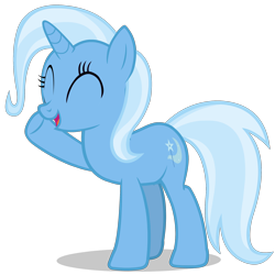 Size: 2156x2152 | Tagged: safe, artist:zslnews, derpibooru import, trixie, pony, unicorn, g4, ^^, cute, diatrixes, eyes closed, female, high res, horn, mare, open mouth, simple background, solo, transparent background, vector