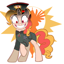 Size: 564x568 | Tagged: safe, derpibooru import, oc, oc only, oc:pizza pie, food pony, original species, pizza pony, pony, unicorn, creepy, full friendships magic, horn, pizza, pizza pie, simple background, solar empire, solo, transparent background