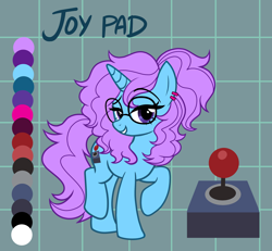 Size: 2574x2378 | Tagged: safe, artist:tomi_ouo, derpibooru import, oc, oc only, oc:joy pad, unicorn, g4, female, glasses, horn, reference sheet