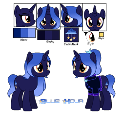Size: 877x809 | Tagged: safe, artist:hate-love12, derpibooru import, oc, oc only, oc:blue hour, pony, unicorn, female, horn, mare, reference sheet, simple background, solo, transparent background