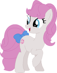 Size: 307x390 | Tagged: safe, artist:victorfazbear, derpibooru import, sundance, pony, g1, g4, base used, blue eyes, bow, cute, female, g1 to g4, generation leap, looking sideways, mare, open mouth, open smile, pink hair, pink mane, raised hoof, raised leg, simple background, smiling, solo, tail, tail bow, white background