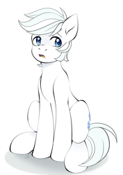 Size: 2480x3508 | Tagged: safe, artist:renka2802, derpibooru import, double diamond, earth pony, pony, g4, male, missing accessory, open mouth, simple background, sitting, solo, stallion, white background