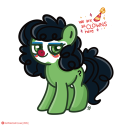 Size: 2500x2500 | Tagged: safe, artist:redpalette, derpibooru import, oc, oc only, oc:anon, oc:anon filly, earth pony, clown, clown nose, cute, female, filly, foal, mare, meme, red nose, solo