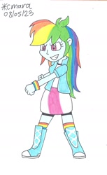 Size: 1015x1654 | Tagged: safe, artist:cmara, derpibooru import, rainbow dash, human, equestria girls, g4, boots, high heel boots, shoes, simple background, solo, white background