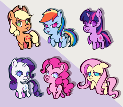 Size: 1500x1296 | Tagged: safe, artist:multi02, derpibooru import, applejack, fluttershy, pinkie pie, rainbow dash, rarity, twilight sparkle, chibi, mane six