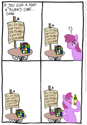 Size: 555x792 | Tagged: safe, artist:mushi, derpibooru import, berry punch, berryshine, pony, g4, blushing, comic, female, mare, rubik's cube